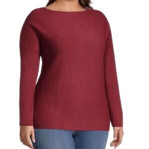 NWT Denver Hayes Boat Neck Pullover Sweater Large Burgundy
